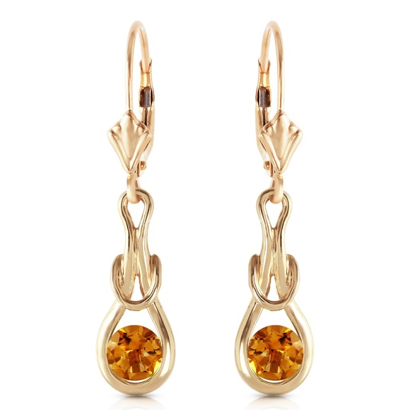 GOLD LEVER BACK EARRINGS WITH NATURAL CITRINES
